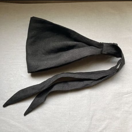 日本製organic linen / ribbon  turban / black