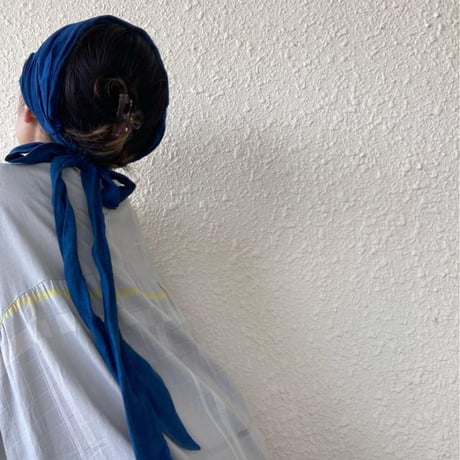 【残り1枚】藍染 尾州リネン / long ribbon turban
