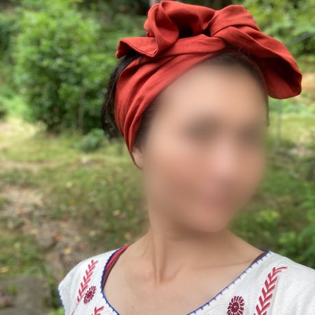 日本製　organic linen / wire turban / terracotta