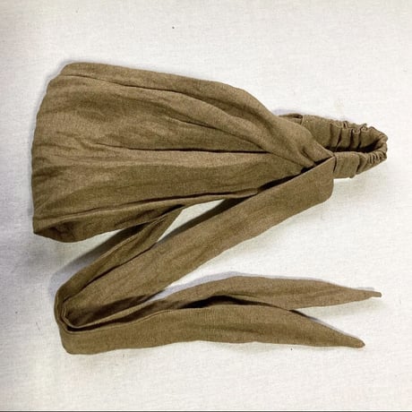 ラスト1枚　日本製organic linen / ribbon turban / vintage camel