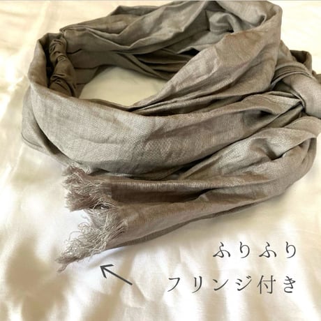 organic linen / arrange long ribbon turban / silver gray