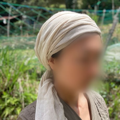 ラスト1枚！　日本製organic linen gaze / long ribbon turban