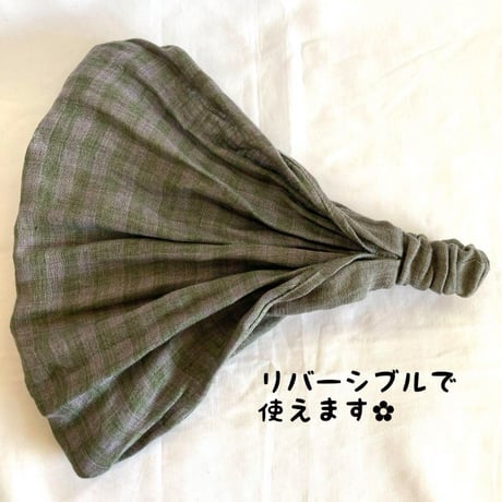 完売　尾州リネン type B　/ reversible turban / smoke gray