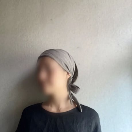 日本製organic linen / ribbon turban / asphalt gray