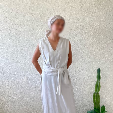 Silk linen mix / super long ribbon turban