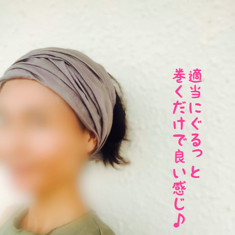 organic linen / arrange ribbon turban / silver gray