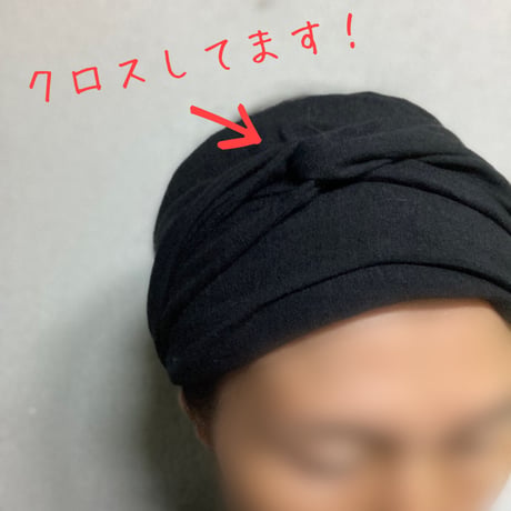 LONG ribbon turban / 日本製 organic linen / BLACK