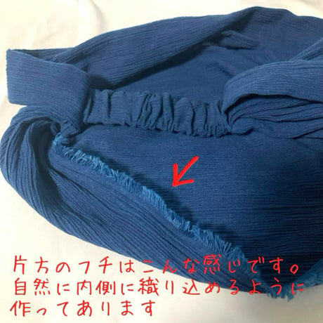 【完売】藍染　尾州楊柳コットン / long ribbon turban