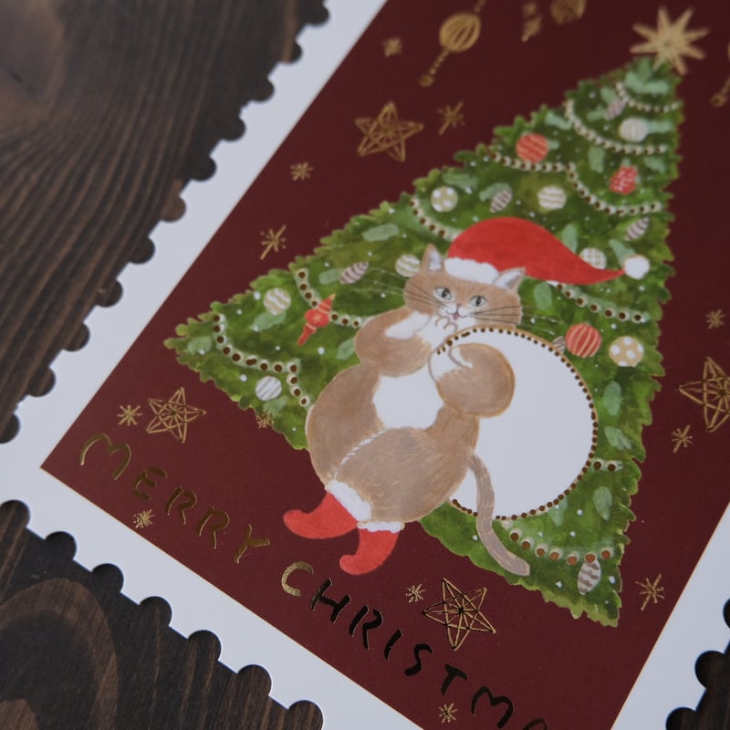 トミタマミ / 切手型クリスマスポストカード | リスノ雑貨店