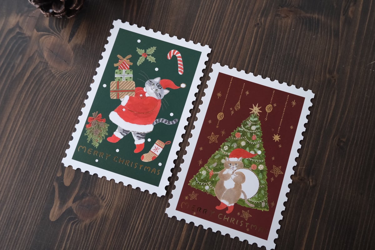 トミタマミ / 切手型クリスマスポストカード | リスノ雑貨店