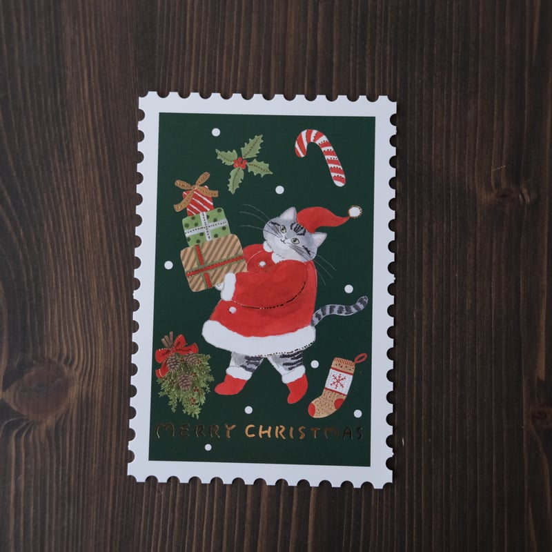 デミカツ サイン デミカ クリスマスポストカード デミカツ サイン デミカ クリスマスポストカード トミタマミ / 切手型