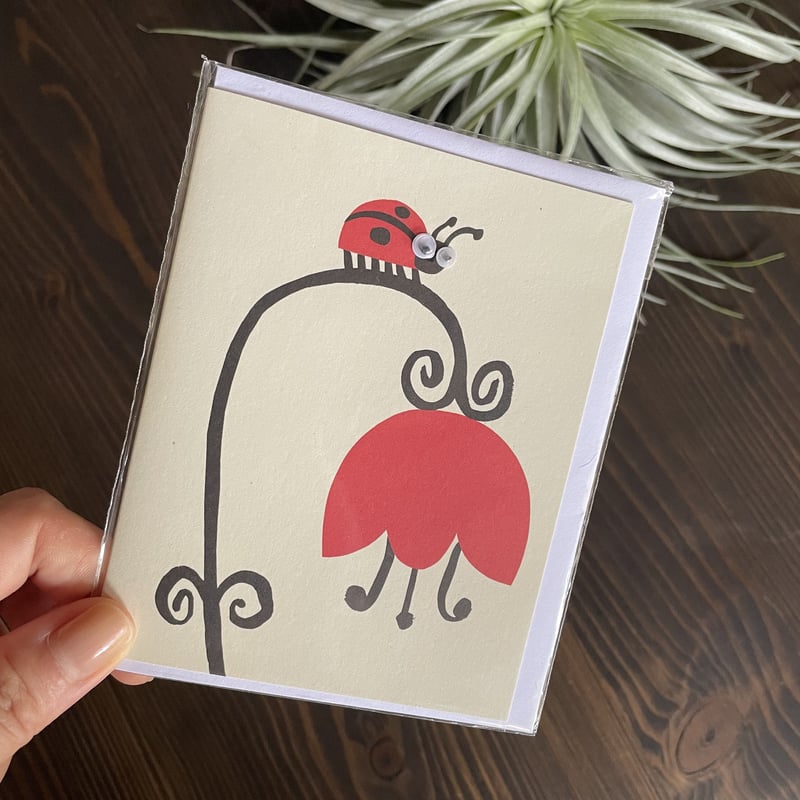 リサジョーンズ・二つ折カード（てんとう虫） | リスノ雑貨店