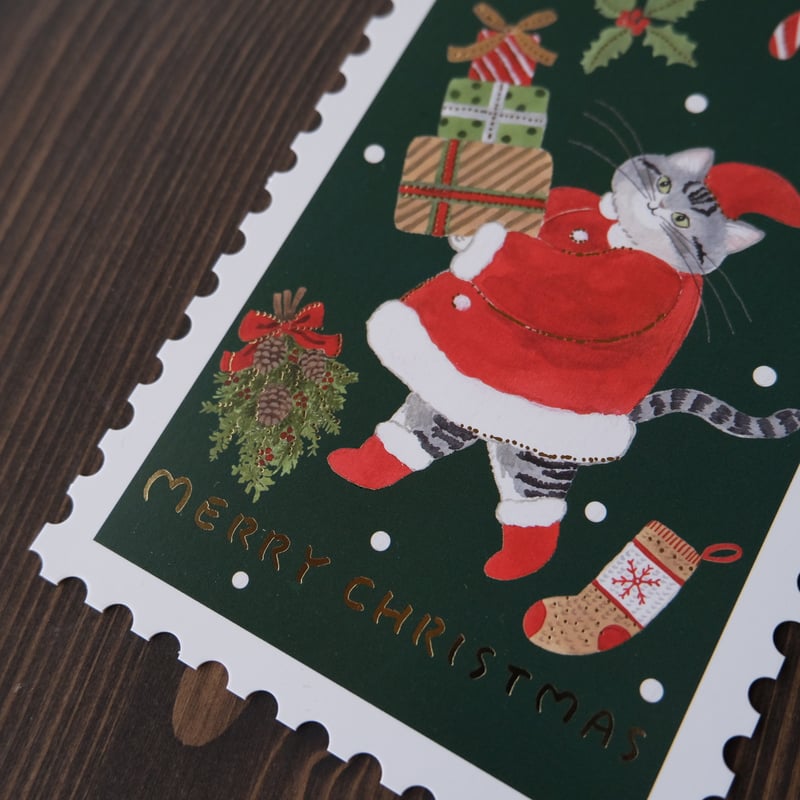 トミタマミ / 切手型クリスマスポストカード | リスノ雑貨店