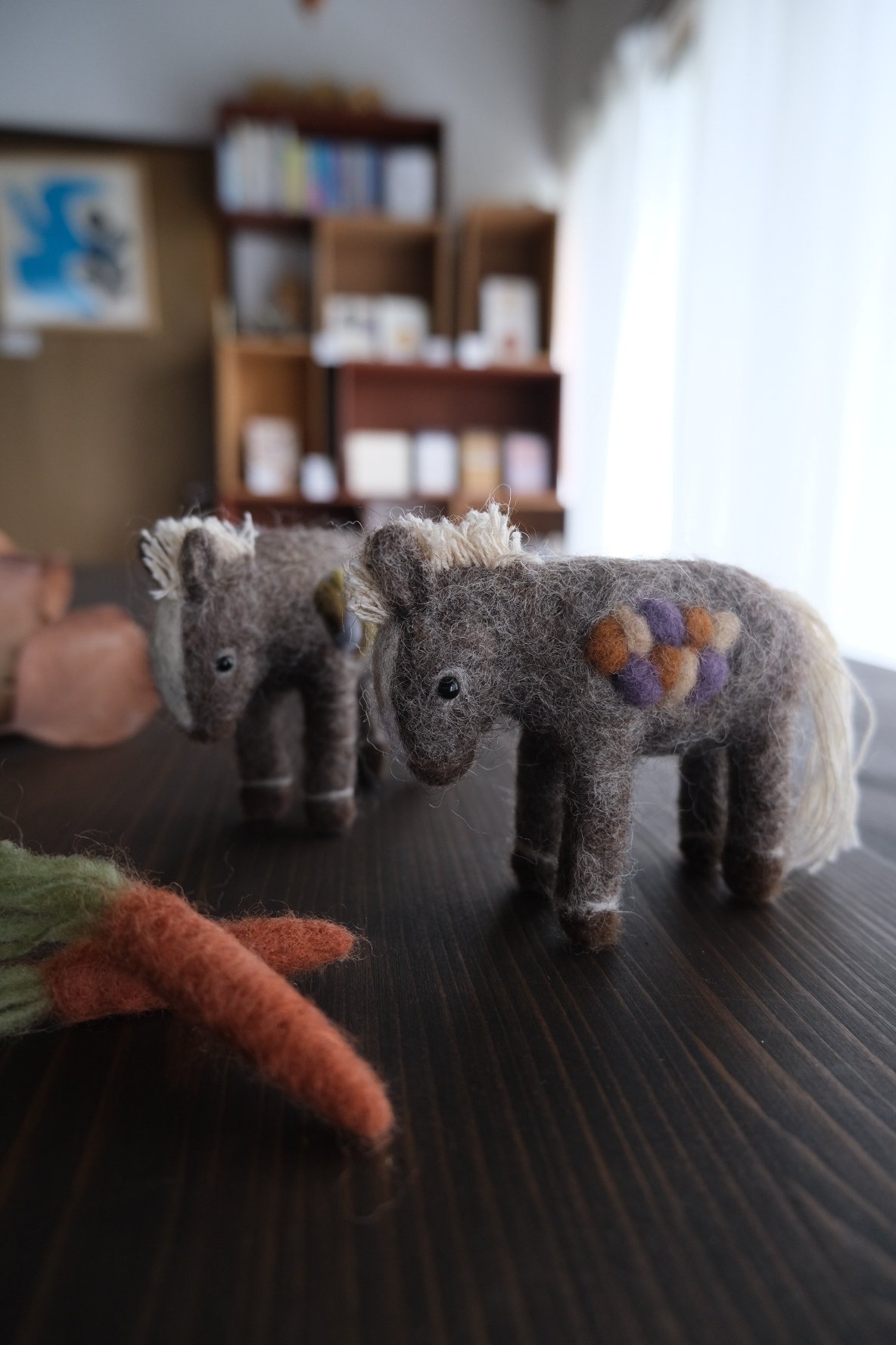 確認用 羊毛フェルト 牛とニンジン ホッコリ森のマルシェ」にんじん