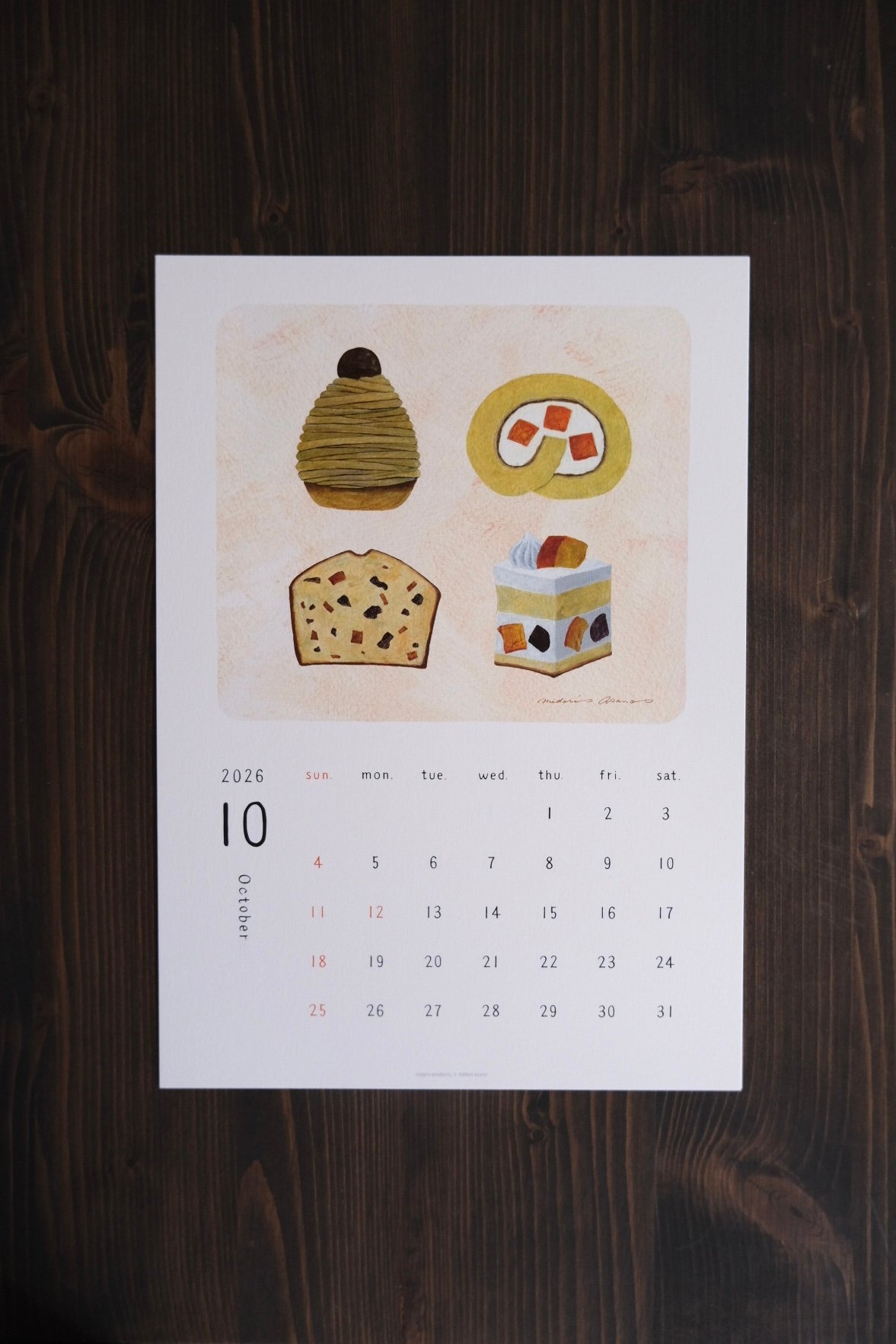 2026カレンダー・A4 / 浅野みどり | リスノ雑貨店