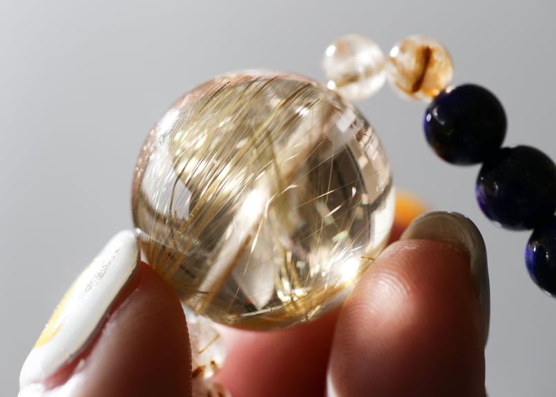 16mm　ラピスラズリ　ゴールドルチルクォーツ　大玉　天然石　ブレスレット Amazon | theory xyz ルチルクォーツ ブレスレット メンズ L