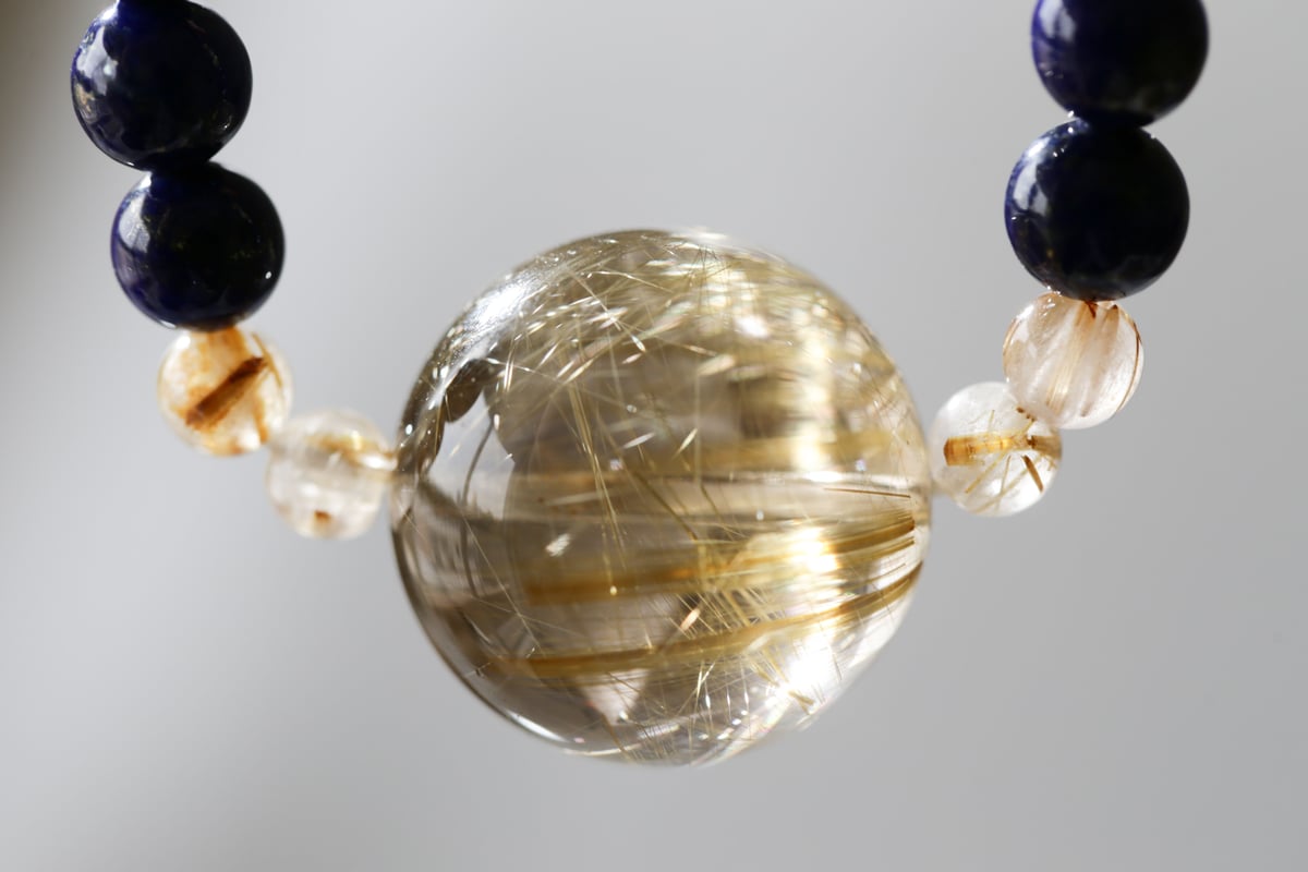 16mm　ラピスラズリ　ゴールドルチルクォーツ　大玉　天然石　ブレスレット Amazon | theory xyz ルチルクォーツ ブレスレット メンズ L