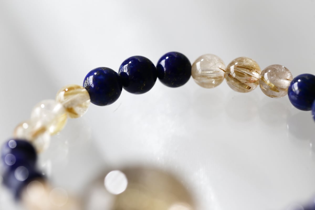 16mm　ラピスラズリ　ゴールドルチルクォーツ　大玉　天然石　ブレスレット 宇宙と繋がる〉超大玉ゴールドルチル & ラピスラズリ