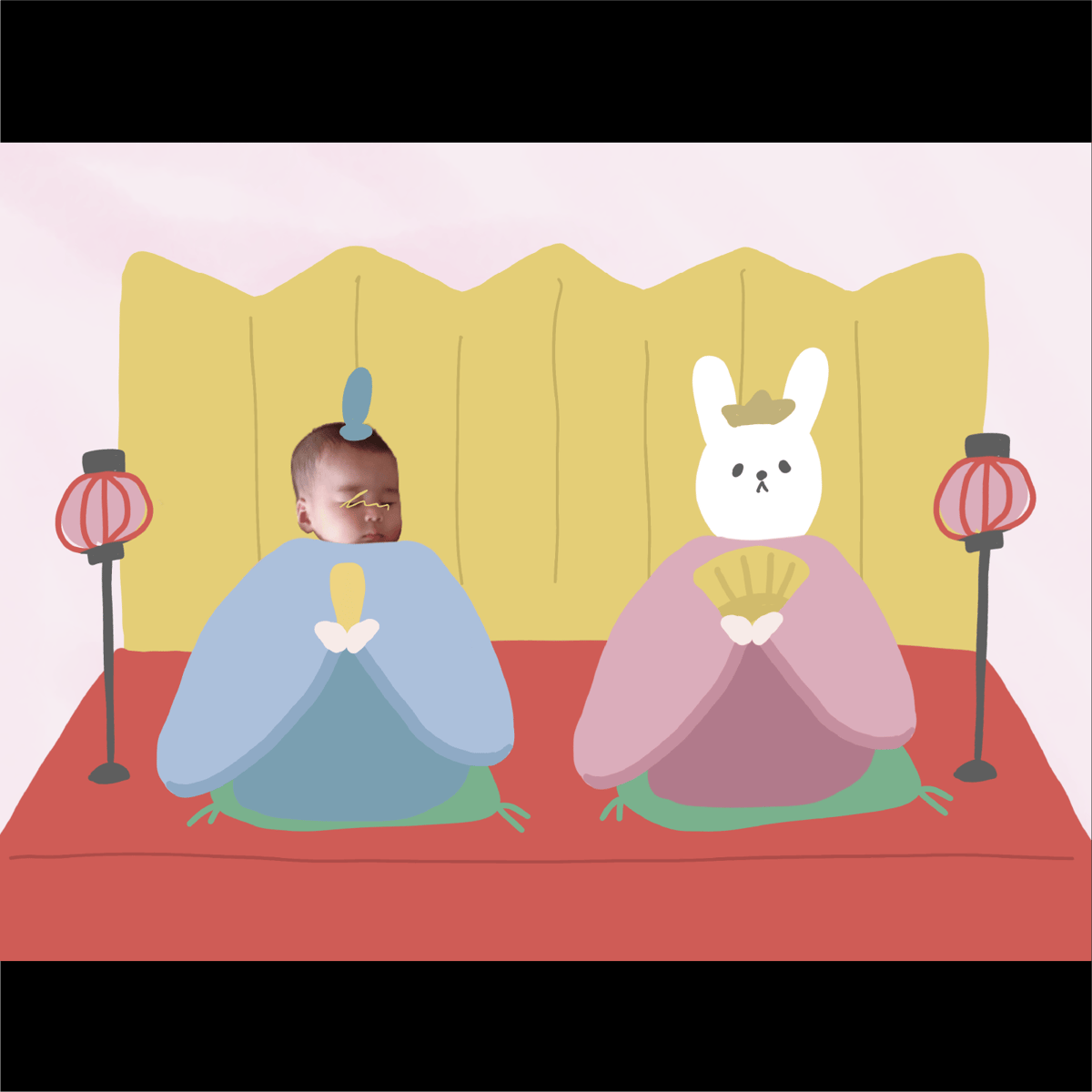 赤ちゃんの写真に使える】ひな祭り（男の子用・うさぎさんセット