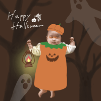 赤ちゃんの写真に使える！ハロウィン（かぼちゃ仮装）のスタンプセット