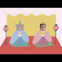 【赤ちゃんの写真に使える】ひな祭り（女の子用・くまさんセット）