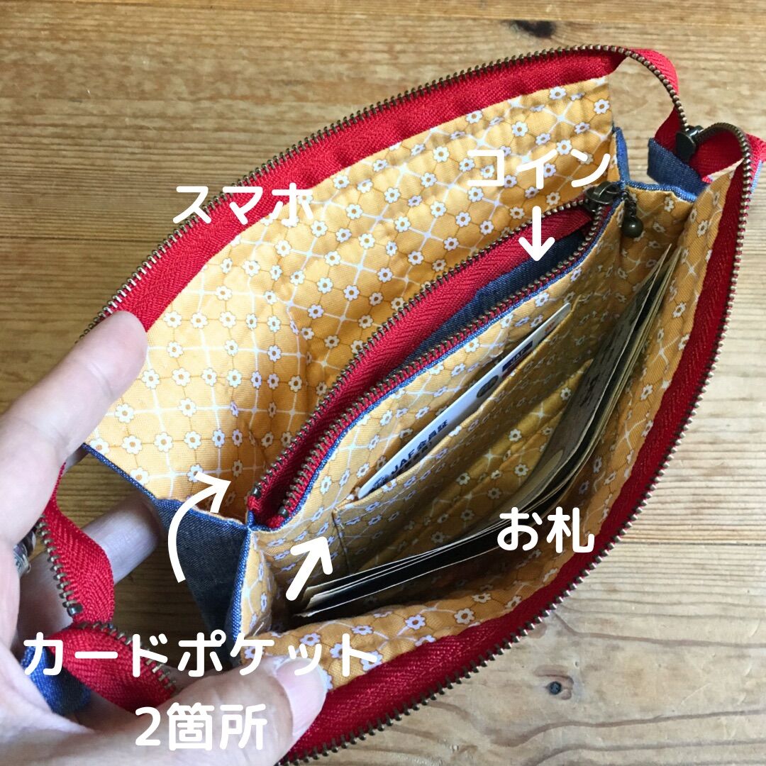 ダブルファスナーポーチ・ブルー パッチワークキット