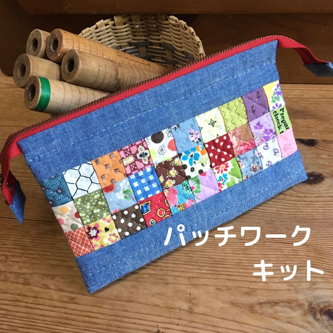 ブチ子と源☺︎。ダブルファスナーポーチ パッチワーク 黒系 おまとめ発送 fit=scale-down,w=1200