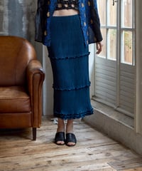 YABANE pleats skirt(midnight blue)