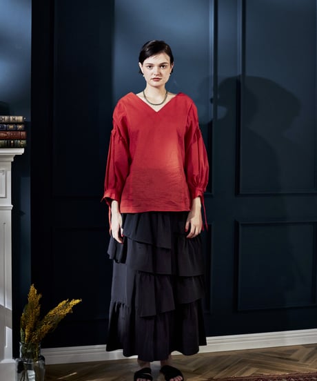 volume sleeve  blouse (red)