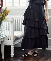 asymmetry frill skirt (Black)
