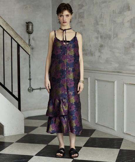 flower jacquard cami dress(pink)