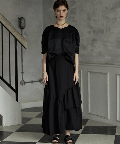 asymmetry frill skirt(black)