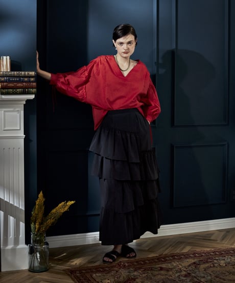volume sleeve  blouse (red)