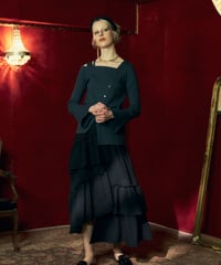 asymmetry  frill skirt (stripe）
