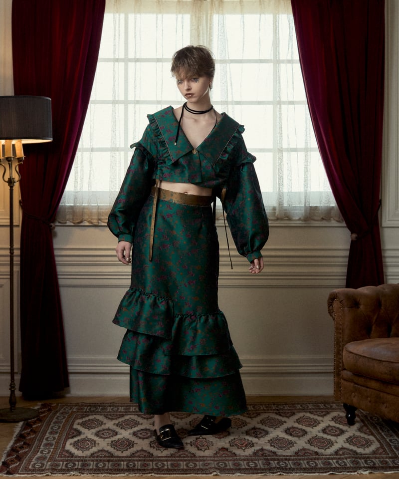 garden jacquard jacket /green/black | kwotias