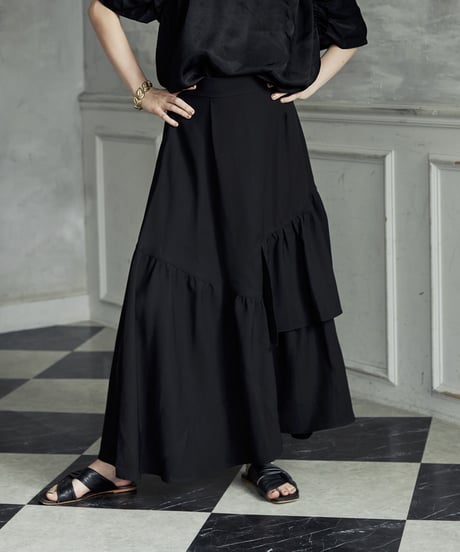asymmetry frill skirt(black)