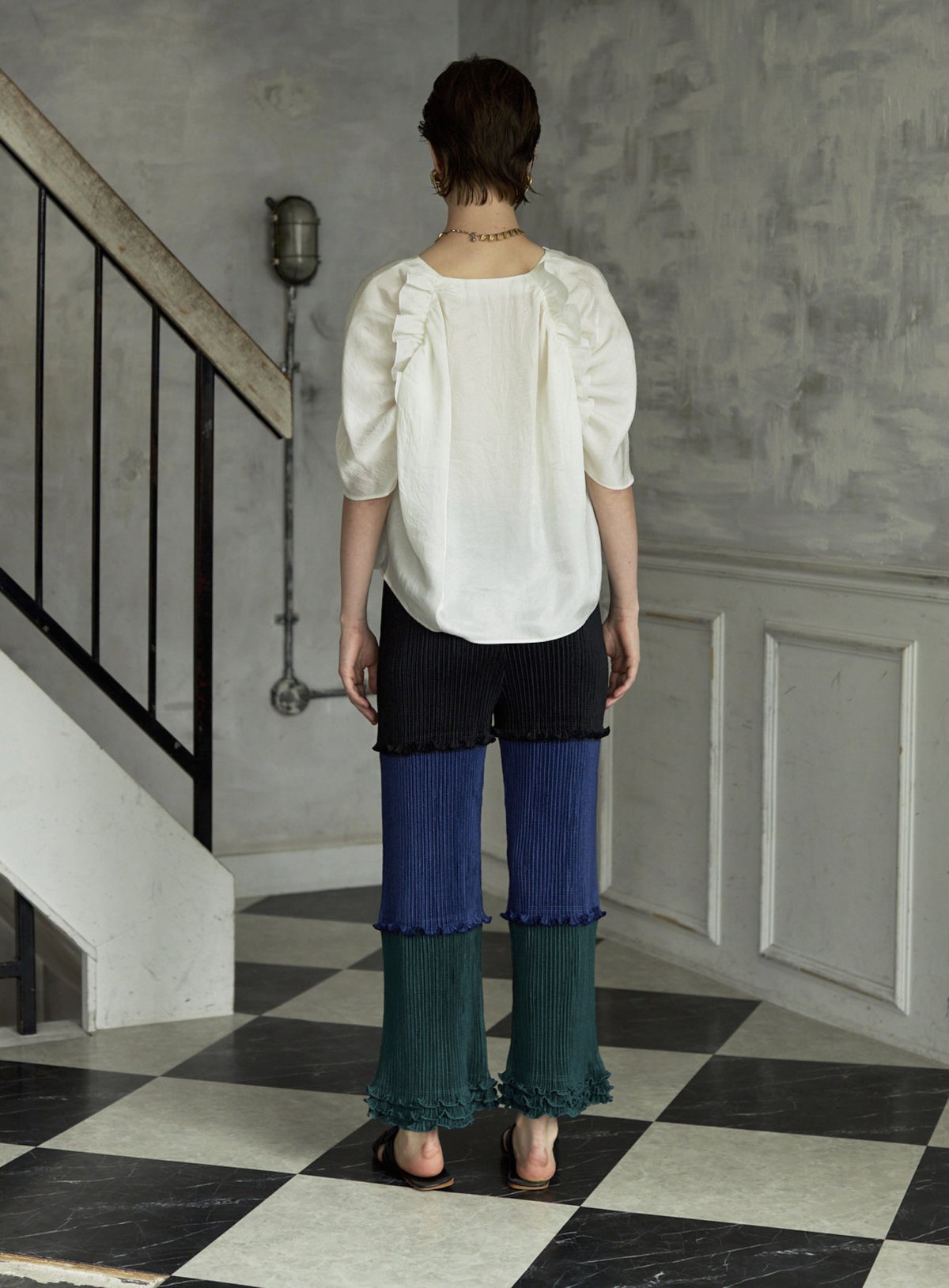 YABANE pleats pants/tricolore | kwotias