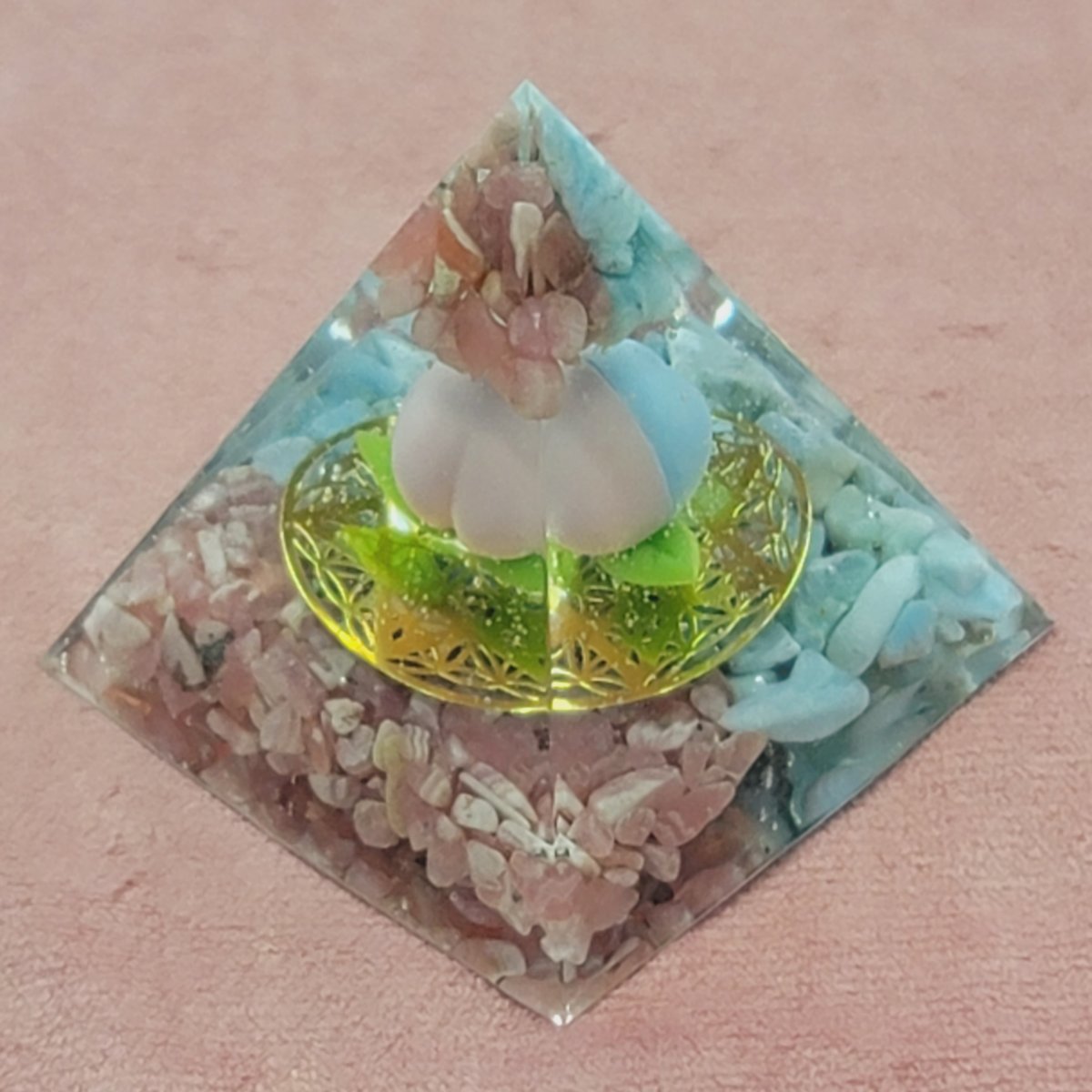 桃1個入り🍑癒しと恋愛運のリバーシブルオルゴナイト | Peach Aura