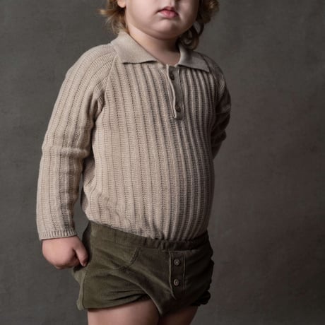 ロンパース・カバーオール popelin Woollen crossover romper suit Popelin/Beige plaid woollen romper suit with frill-Mod.3.1