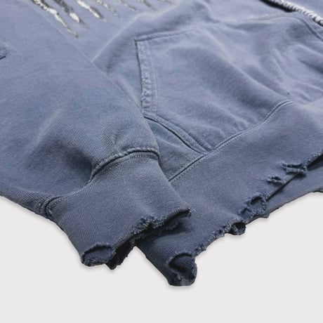 BOOTLEG HOODIE(BLACK SHINE)STAIN with DAMAGED