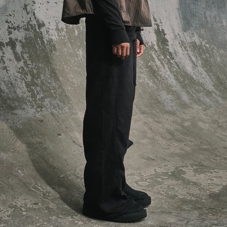 Home Wide Jeans With Damaged(INLAY DENIM) BLACK