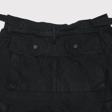 Slash Seam Twist Cargo Pants(PIGMENT DYED MOLESKIN) BLACK
