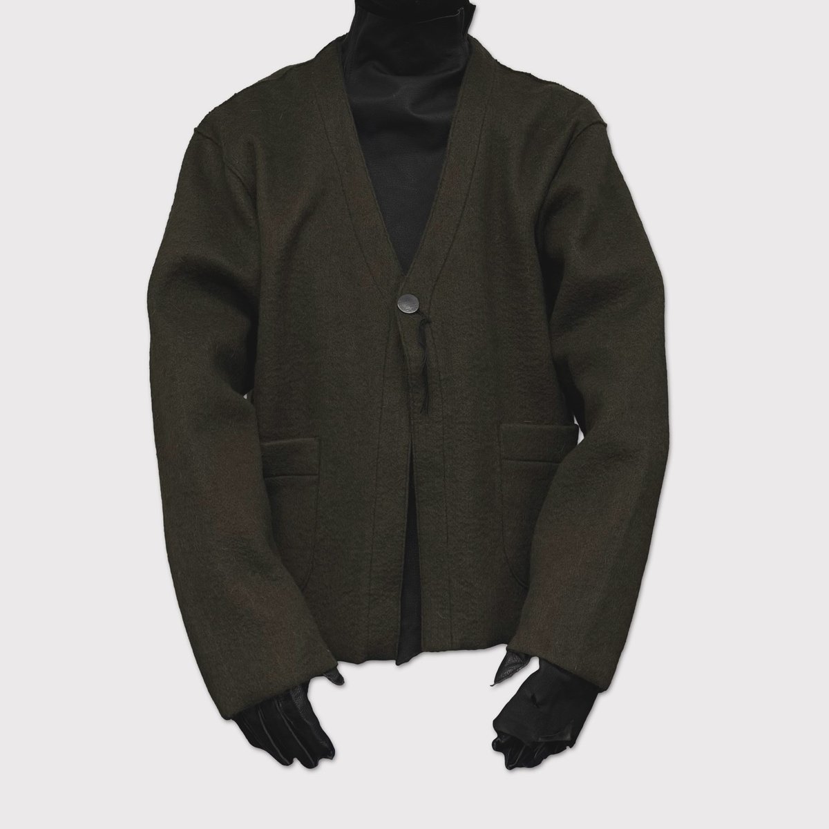 Cut Off 1B Cardigan(NEEDLE SHAGGY MOHAIR) OLIVE