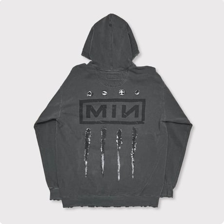BOOTLEG HOODIE(BLACK SHINE)AGED BLACK with DAMAGED