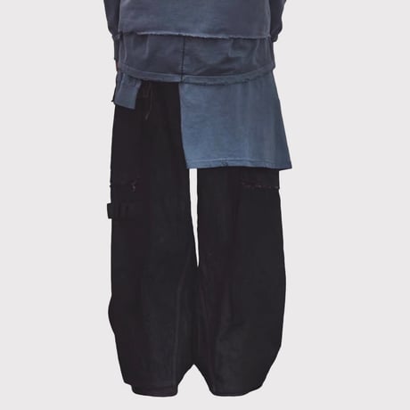 Slash Seam Twist Cargo Jeans(PERSIMMON TANGY DYED)
