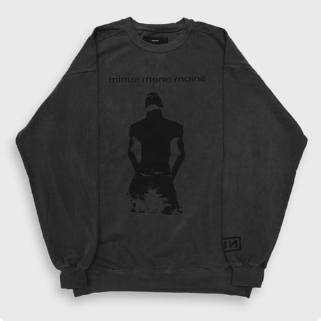 BOOTLEG CREW SWEAT(A MAN'S SHADOW)AGED BLACK