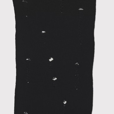 Hooded Long Muffler With Damaged(CLASSIC WOOL)BLACK
