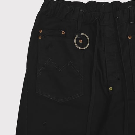 Home Wide Jeans With Damaged(INLAY DENIM) BLACK