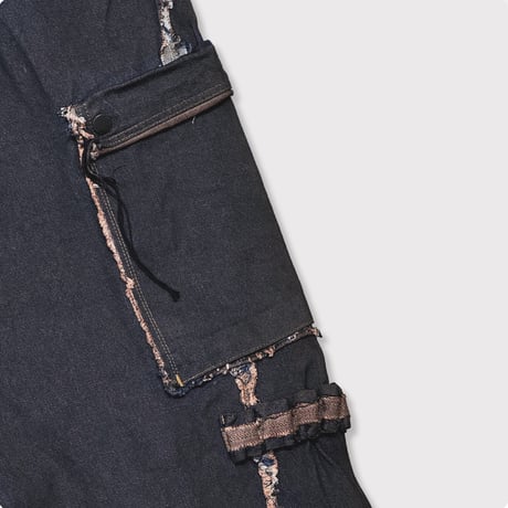 Slash Seam Twist Cargo Jeans(PERSIMMON TANGY DYED)