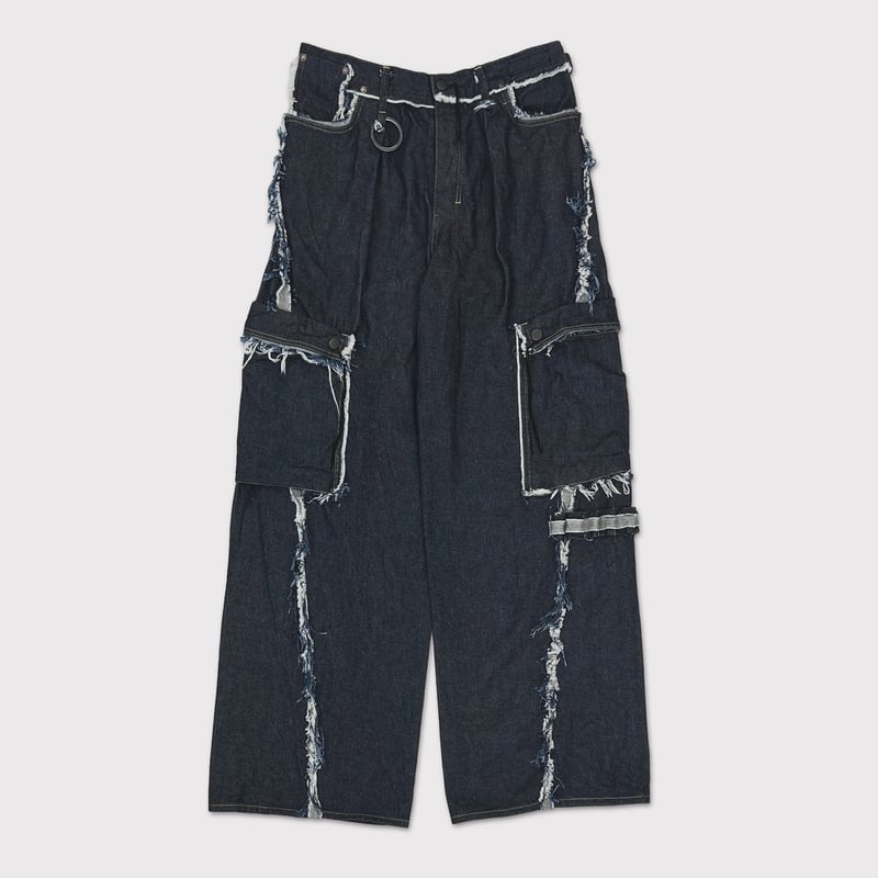 即日発送 minus slash hbt cargo jeans denim Slash Seam Twist Cargo Jeans(KOJIMA)INDIGO | MI